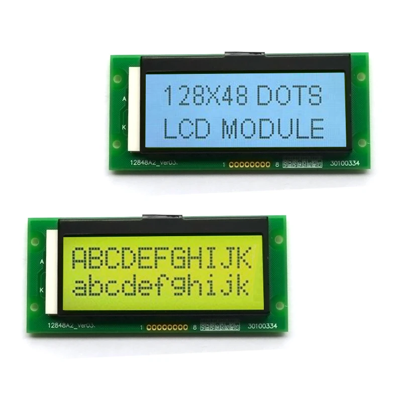 Positive Transmissive LCD Display Screen 128x48 Graphic LCD 12848 Display Module With White LED Backlight