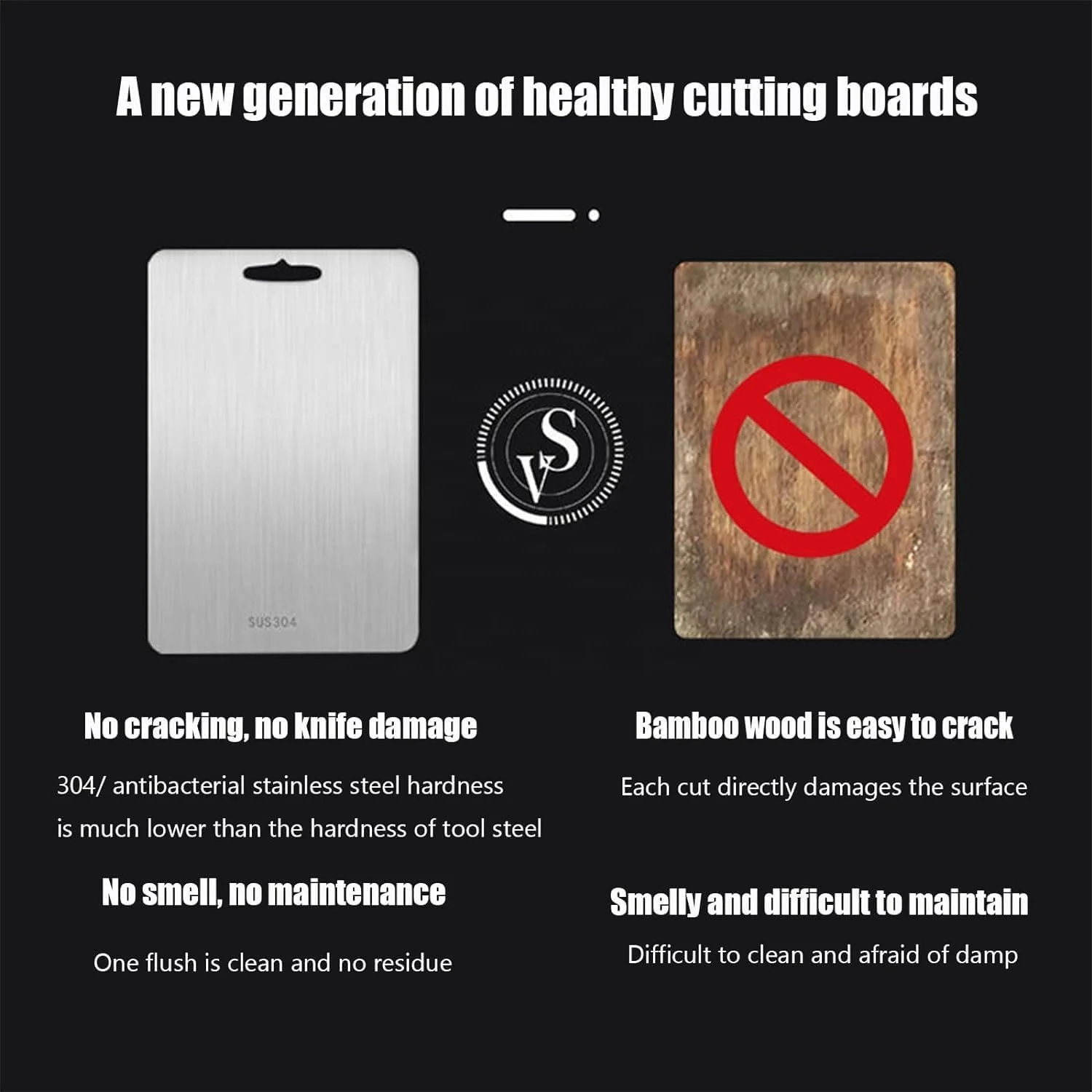 TRES help tool large non slip multifunction titanium 316 304 double sided stainless steel cutting boards for kitchen household