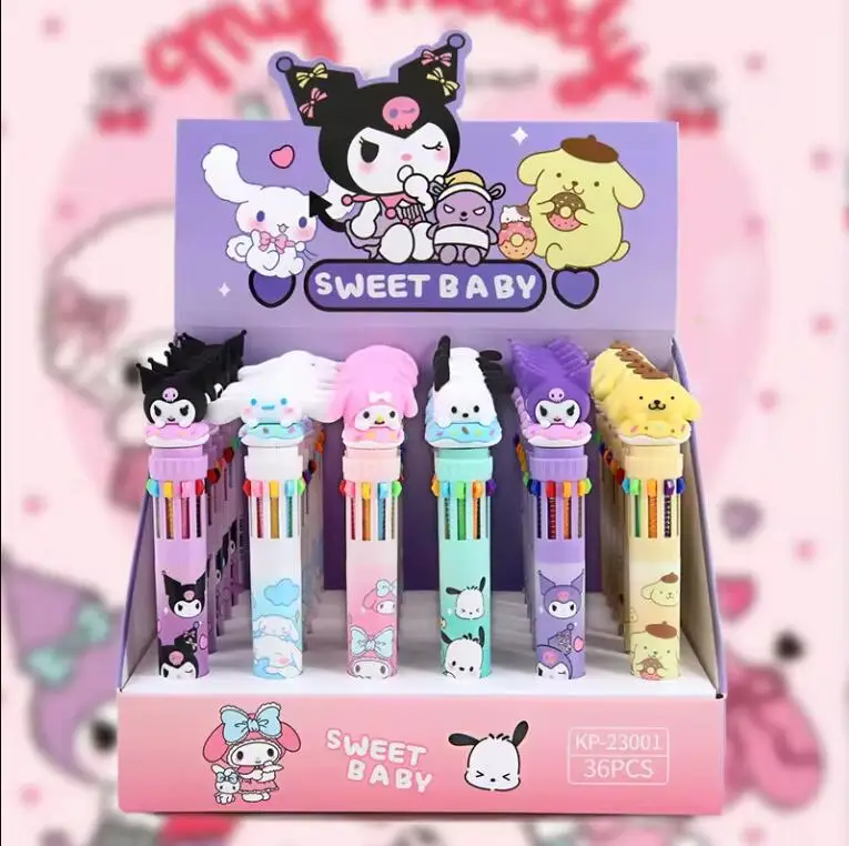 Карикатурная шариковая ручка 36 шт. Kuromi Kitty Cinnamoroll 10 цветов 0 7 школьник канцелярские принадлежности рисование ручка-метка