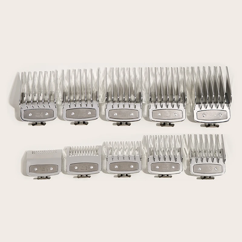 Electroplated silver fashion 10pcs Clipper Limit Comb good quality hair clipper