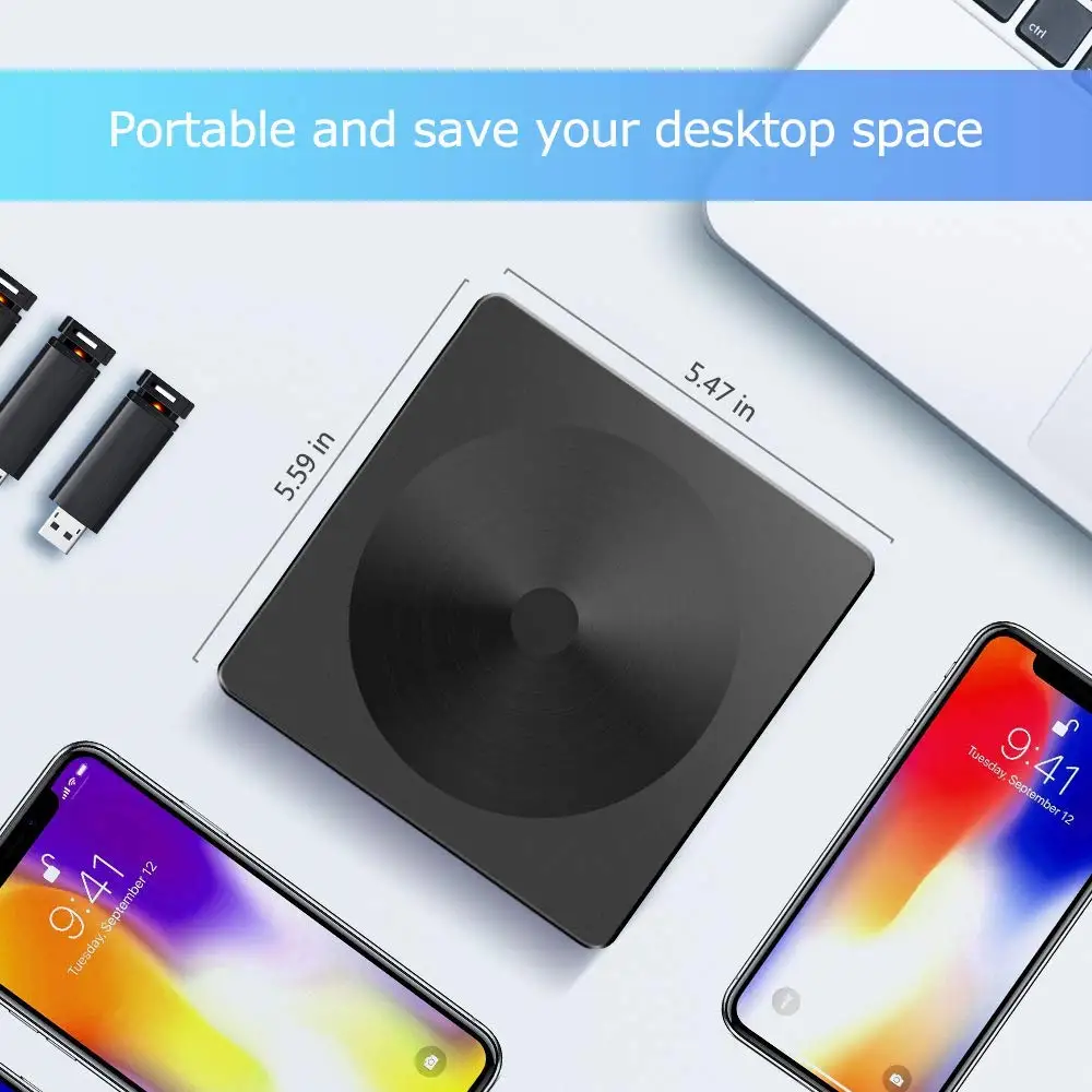 Портативный внешний привод Raycue для CD/DVD Type C USB 3