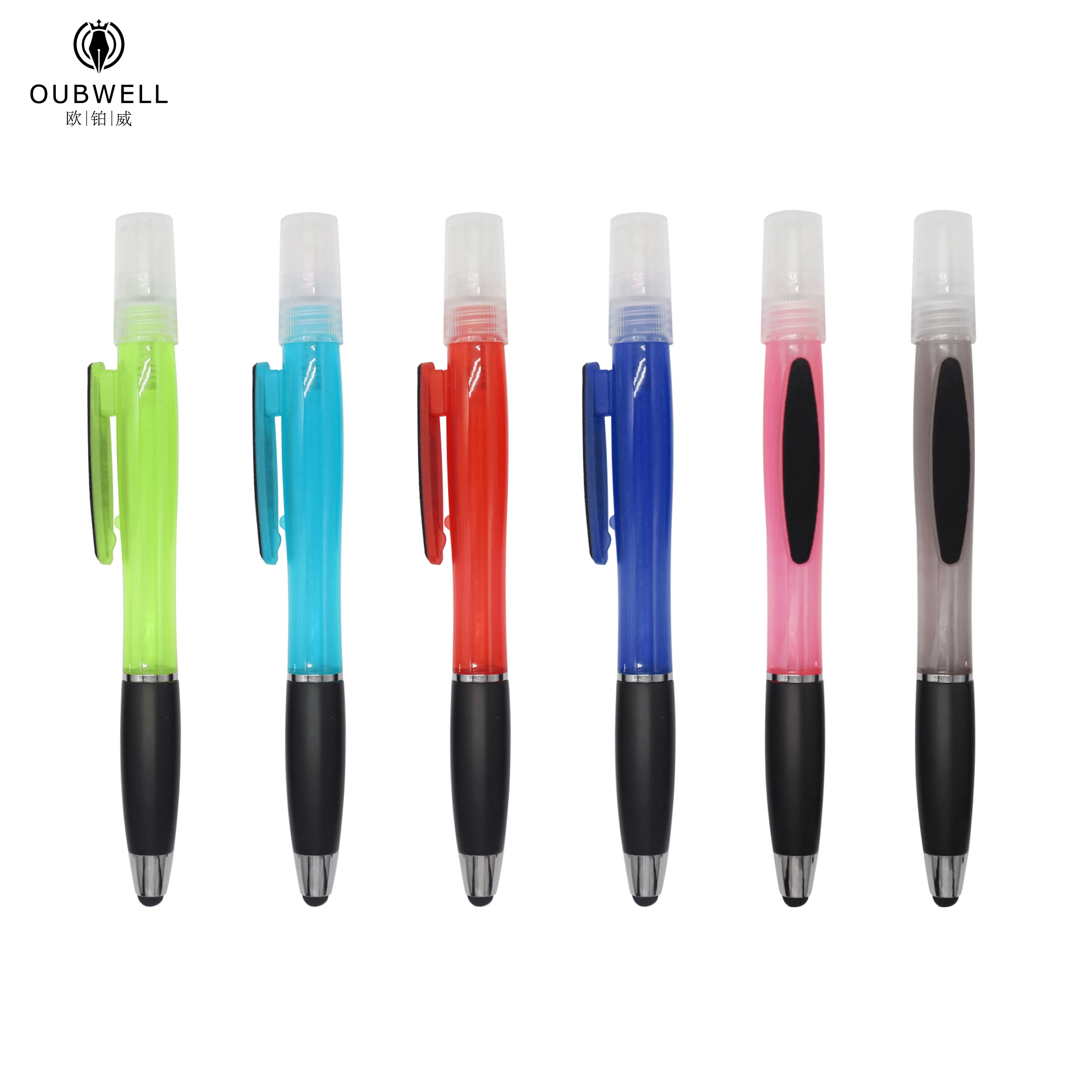 
2020 pen with sanitiser spray stylus pen with cleaning brush ballpoint pen 