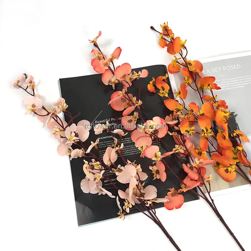 Simulation 3D oncidium dancing orchid artificial flower living room interior decoration fabric artificial flower