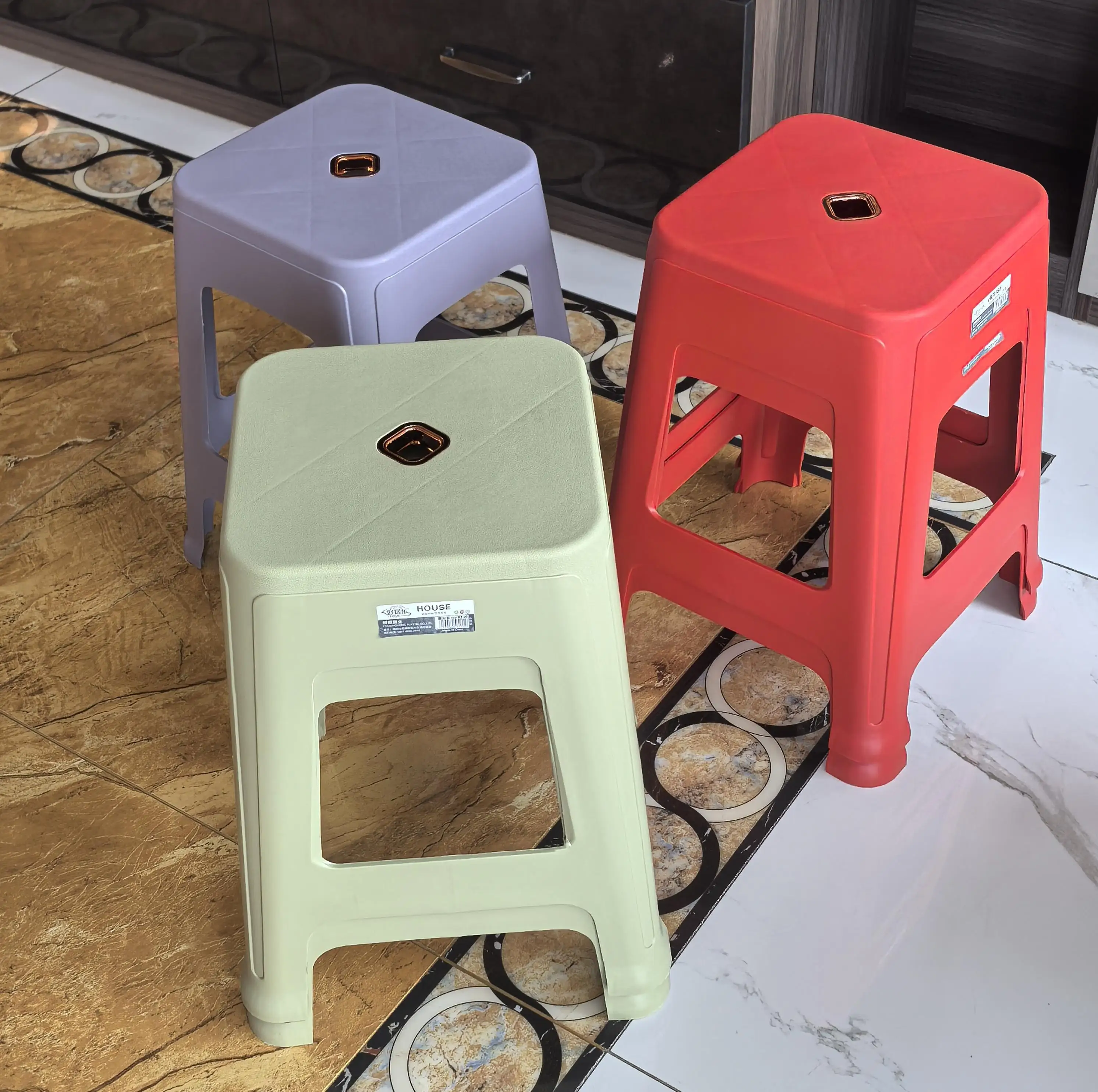Factory Prices Thicken Household Living Room Stacked High Foot  Bench Fashion Creative Stackable Plastic Square Stool