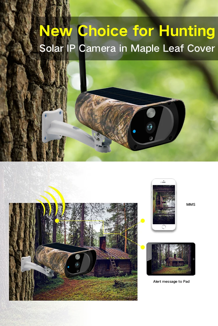 4G sim solar IP Camera in Maple Leaf Cover with HD video PIR Motion Detection 4G sim card ultra long time standby