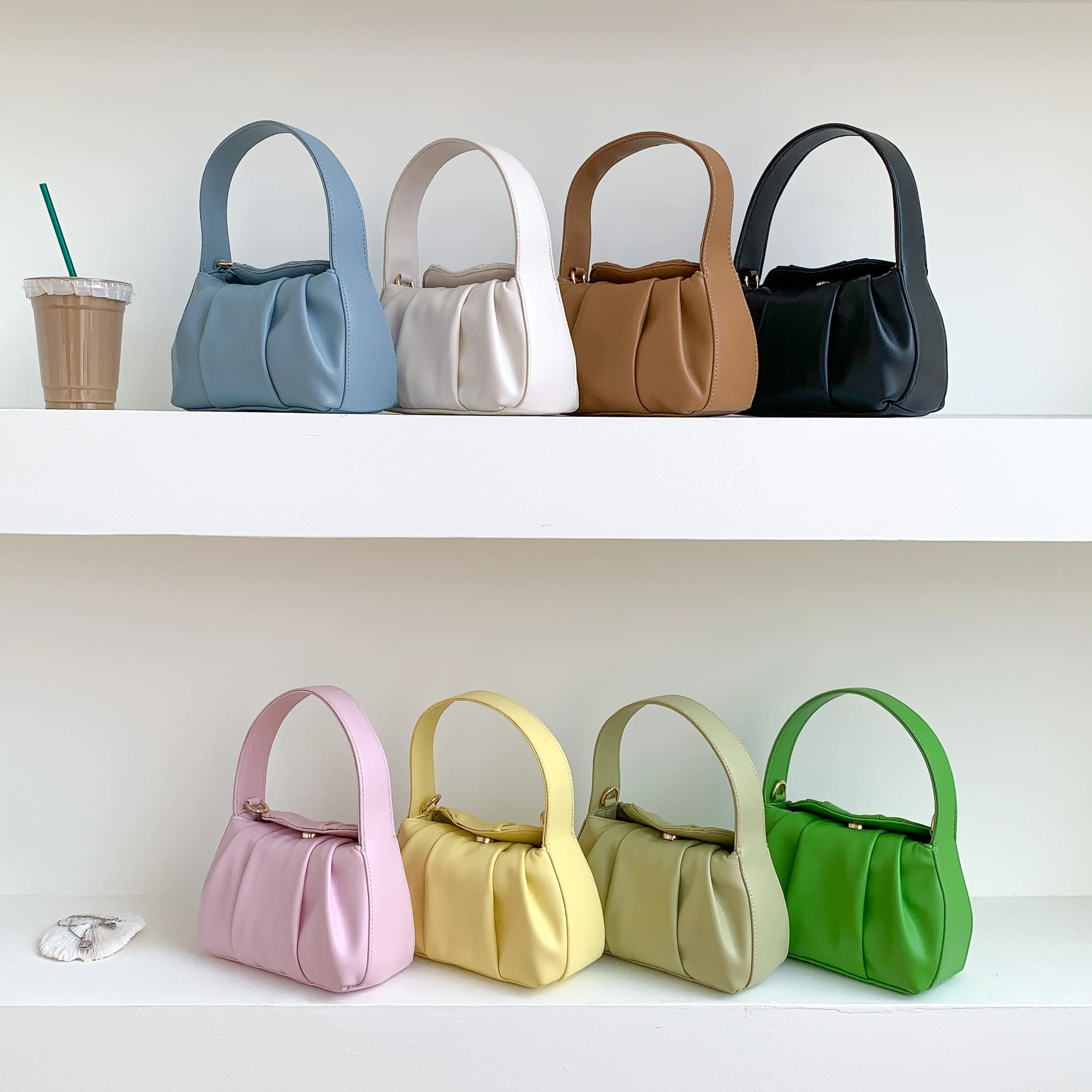 SESHINE niche design messenger crossbody bag fashion texture pleated hand-held cloud handbag for women