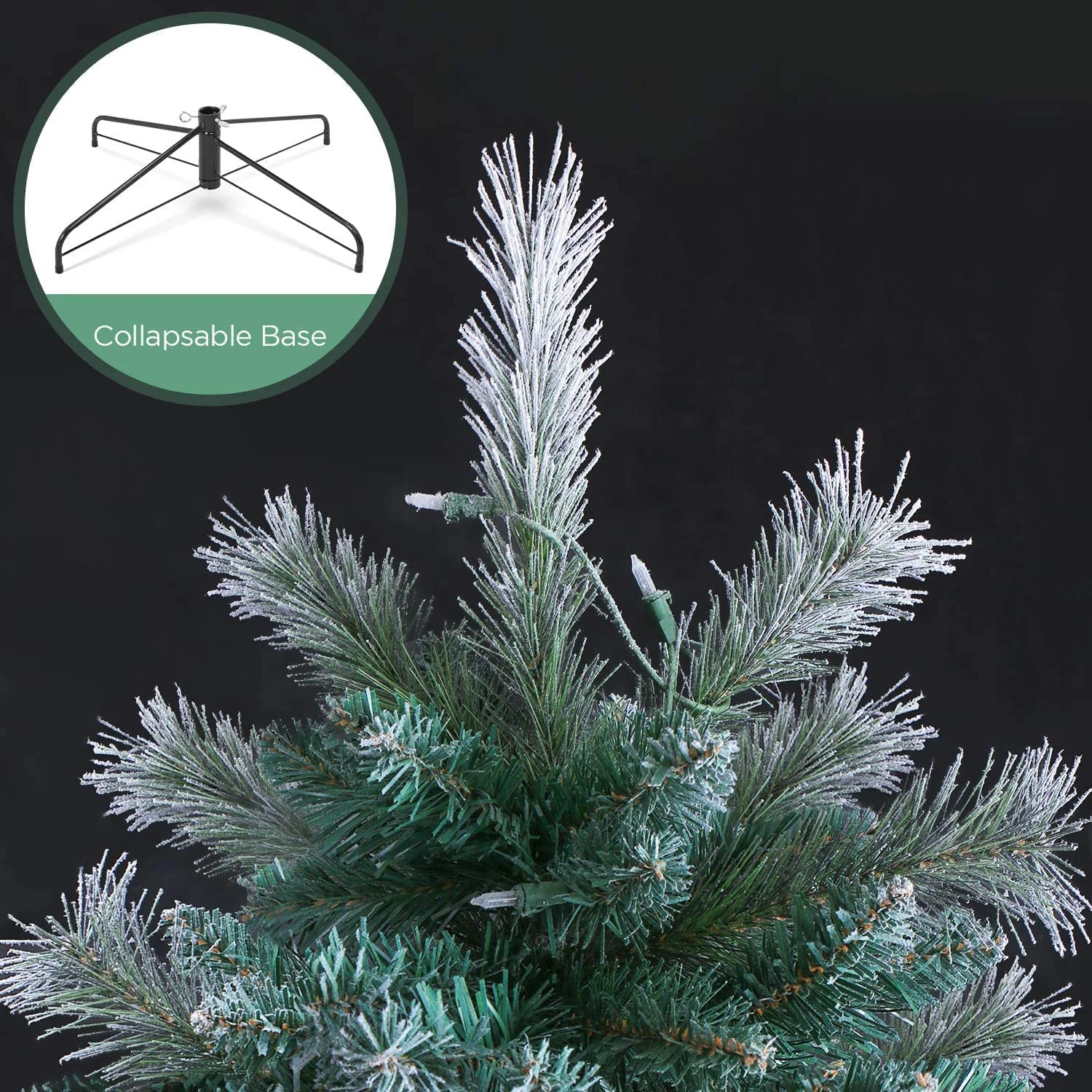 Pre-lit Snowy Spruce Christmas Tree 7Ft , Flocked Artificial Christmas Tree with Lights