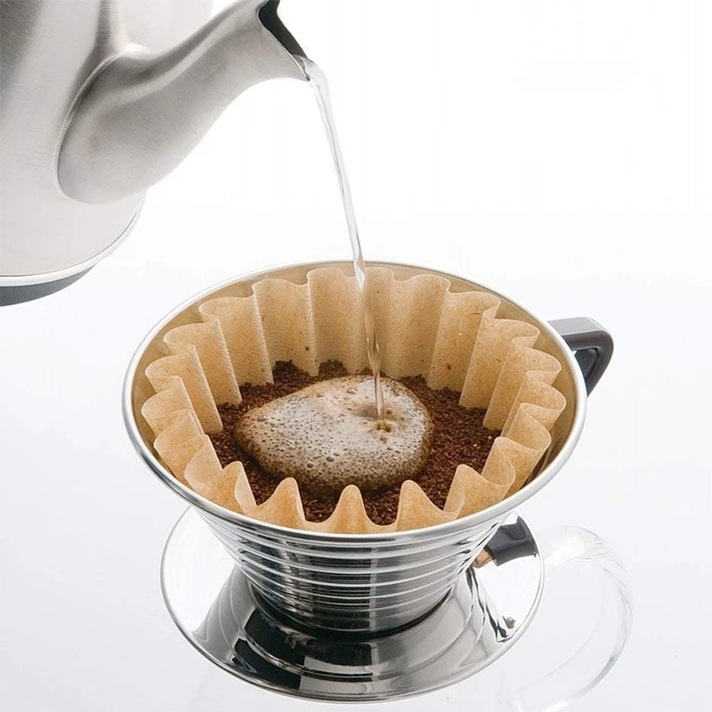 Manufacturer 185*50mm basket/bowl shape white and unbleached wave coffee filter paper