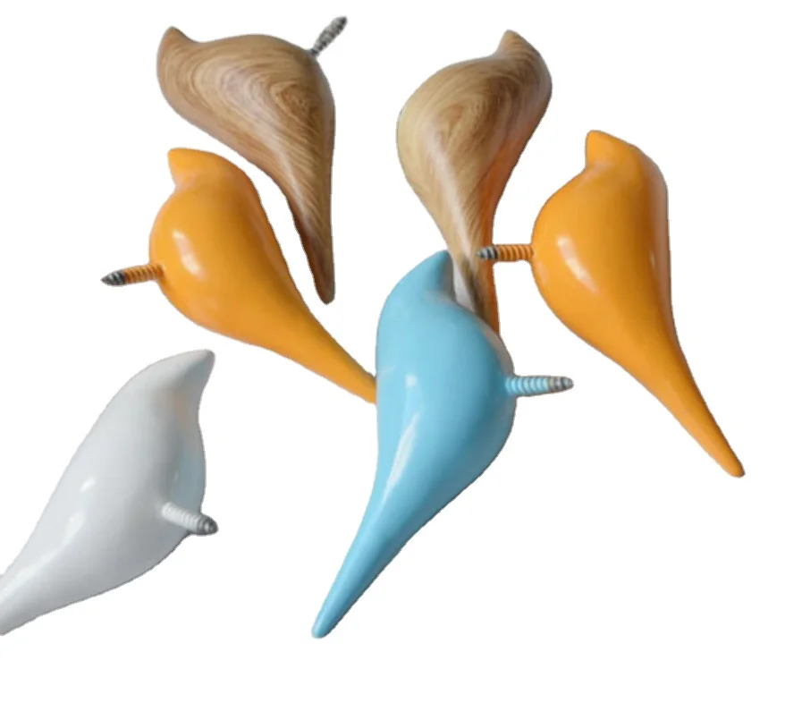 Wholesale polyresin simple fashion home accessory hanging hook decor 3d bird shape wall hook