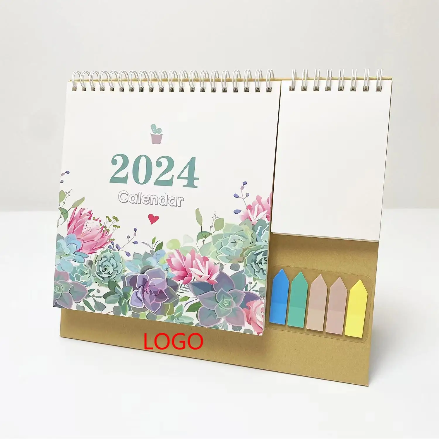 2024 newly designed wholesale manufacture custom printing perpetual beauty blank 3d art memo pad wood paper calendar planner