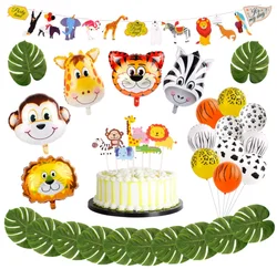 Partycool 29pcs Jungle Theme Party Decorations Animal Head Balloons Latex Print Balloon Safari Baby Shower Party Decor