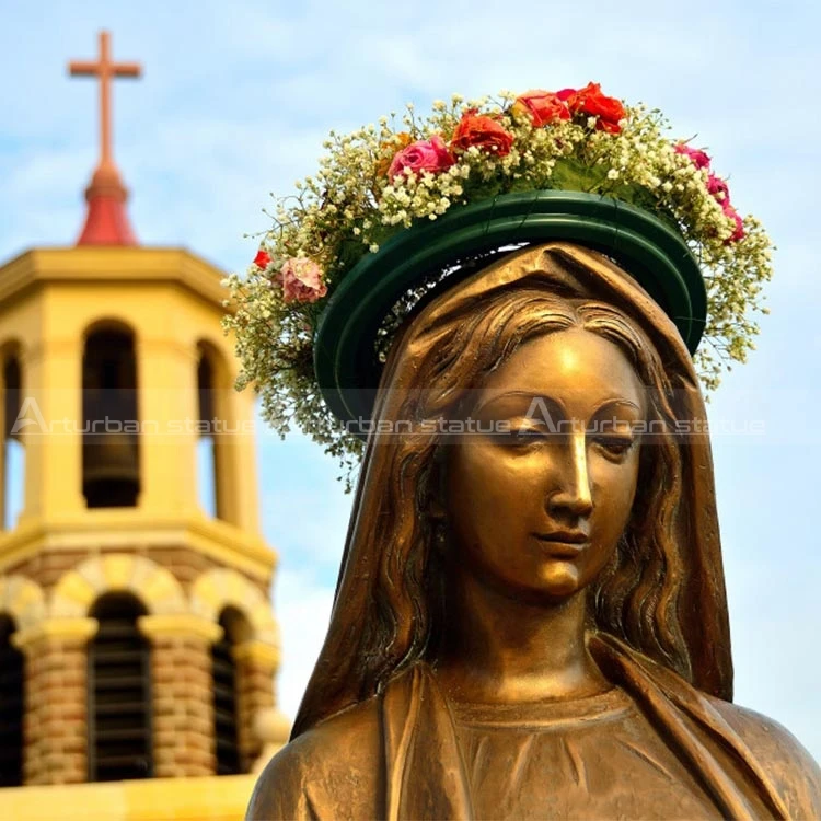Antique new design  Custom Garden life size bronze Religious  virgin mary lawn statue for Square statue mary sculpture