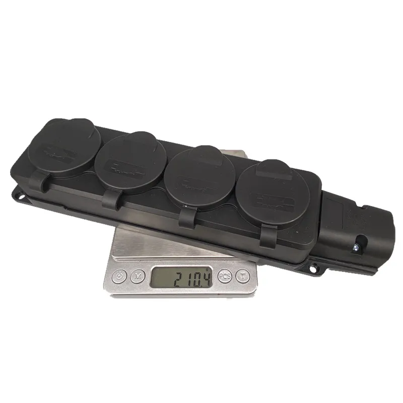 European Waterproof Industry 4 outlets power strips16A EU 2P+E Schuko Socket Panel Mouint IP54 With Cove