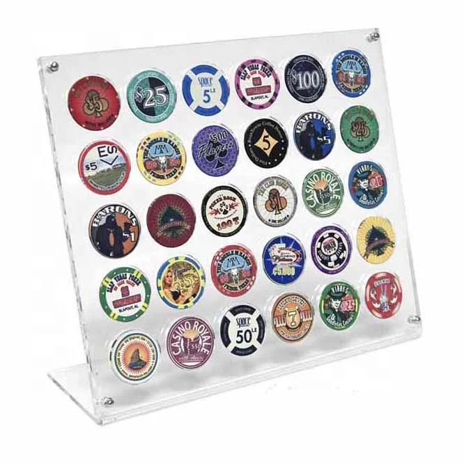 L Shaped Clear Acrylic Poker Chip Display Stand Holder