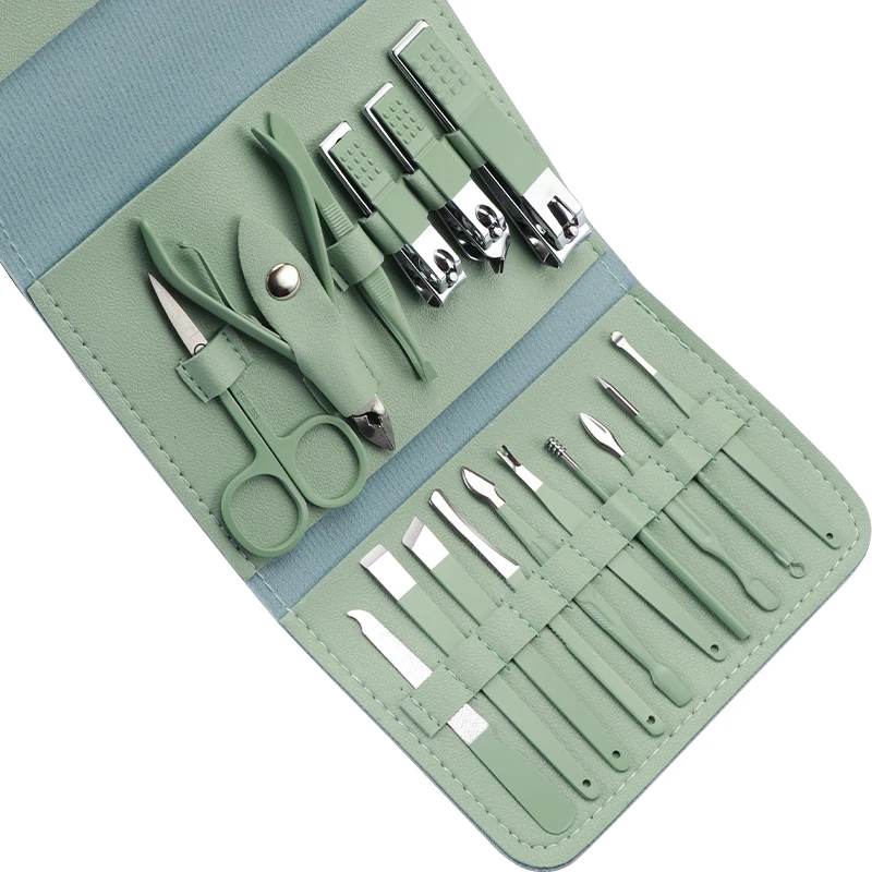 OEM New Wallet Manicure and Pedicure Set 16 Piece Set Nail Clipper for Gift Carbon Steel Daily Nail Care Tools Personal Care