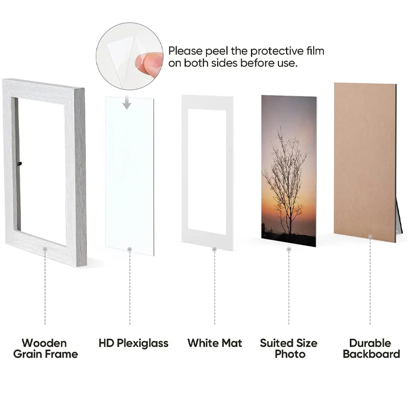 Classical White MDF Picture Frame 5x7 Photo Frame for Desktop Display and Wall Mounting