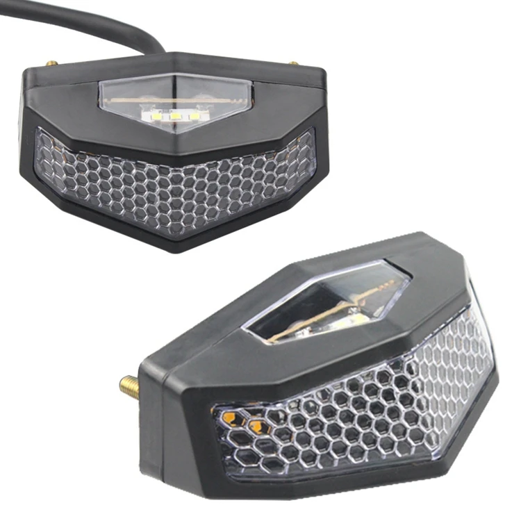 12V 5 in 1 white red yellow strobe LED turn signal driving brake turn license plate light