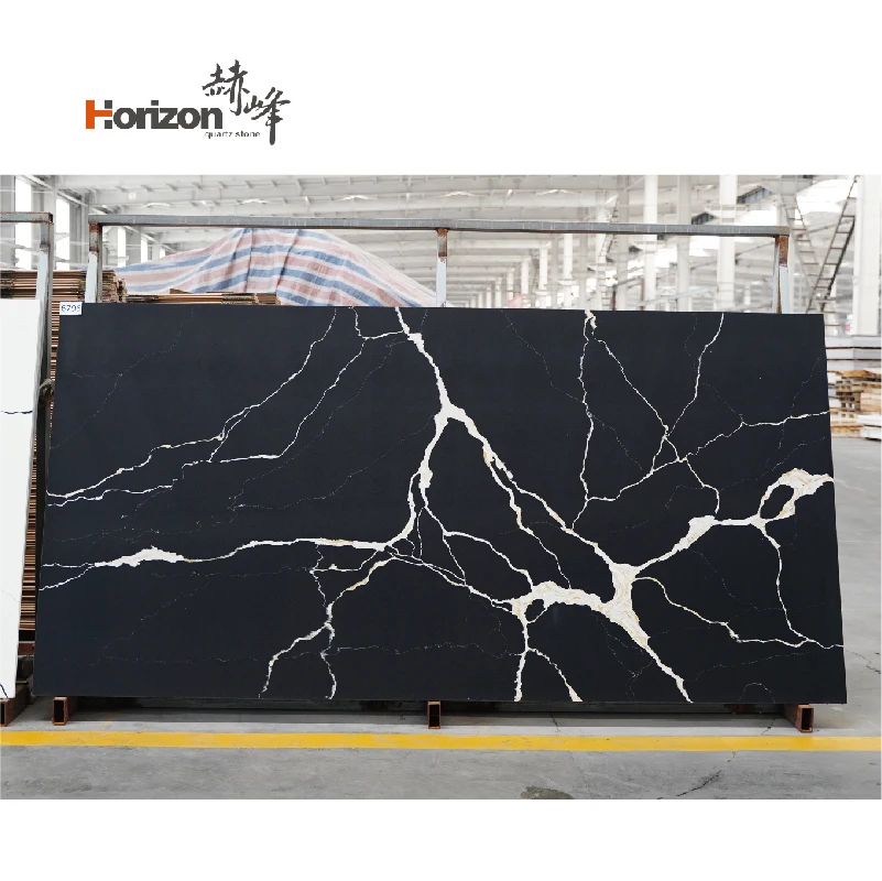 2023 Horizon sky grey quartz slab 3cm black calacatta quartz stone slab quartz stone slab
