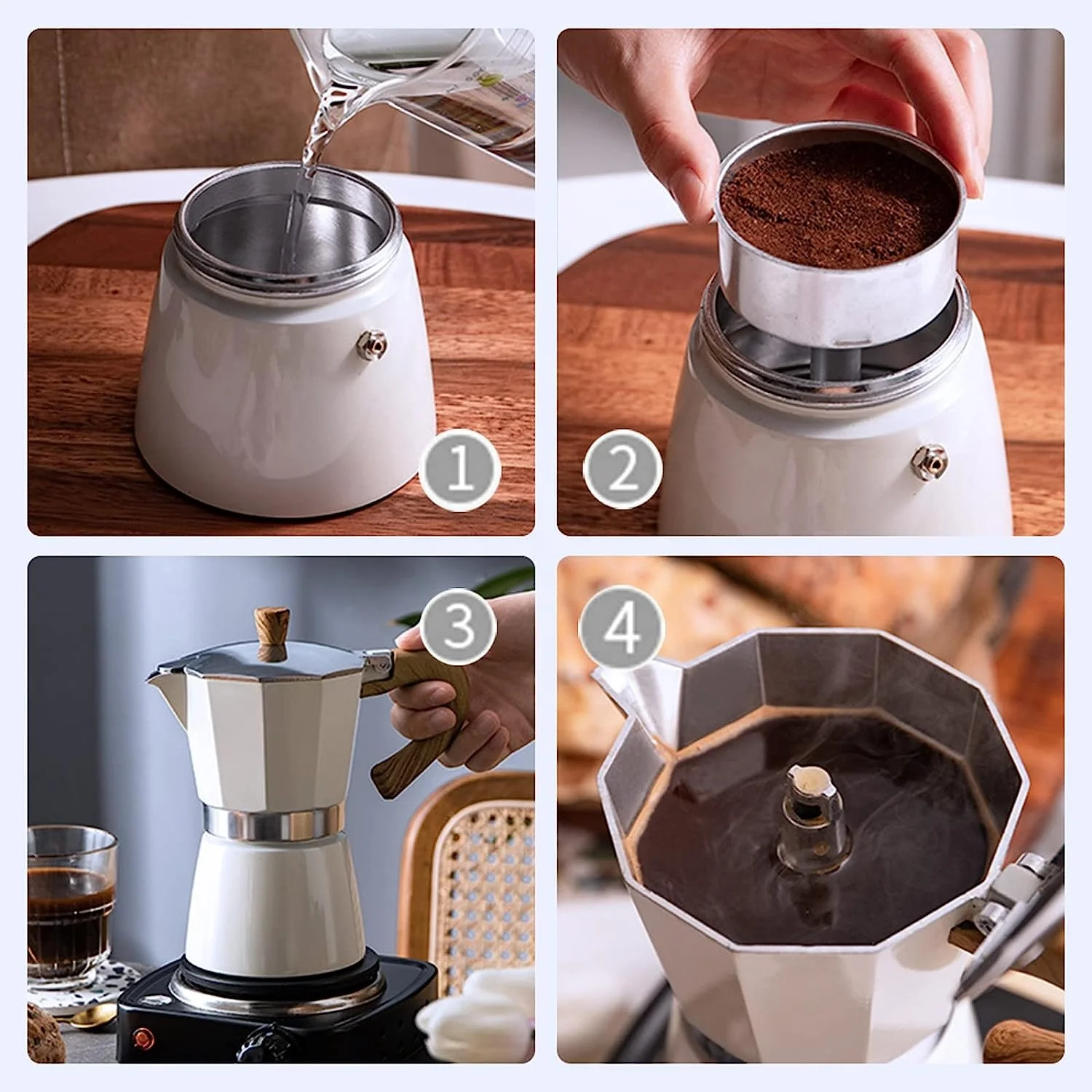 Trending products 2024 new arrivals aluminum coffee moca coffee maker 3 cups moka pot maker