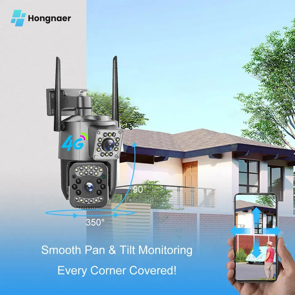 Камера V380 PTZ SC03-W черный 4MP WiFi охранная беспроводная IP-камера видеонаблюдения
