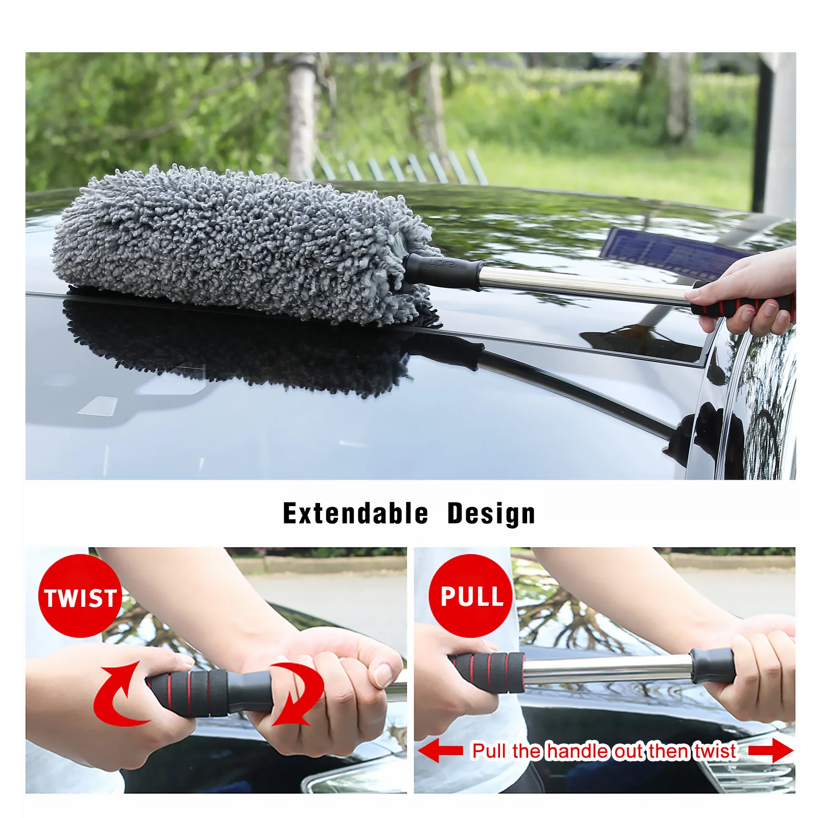 Car brush car washing duster long handle telescopic dust removal duster dust removal brush car mop cleaning tool by BCCM