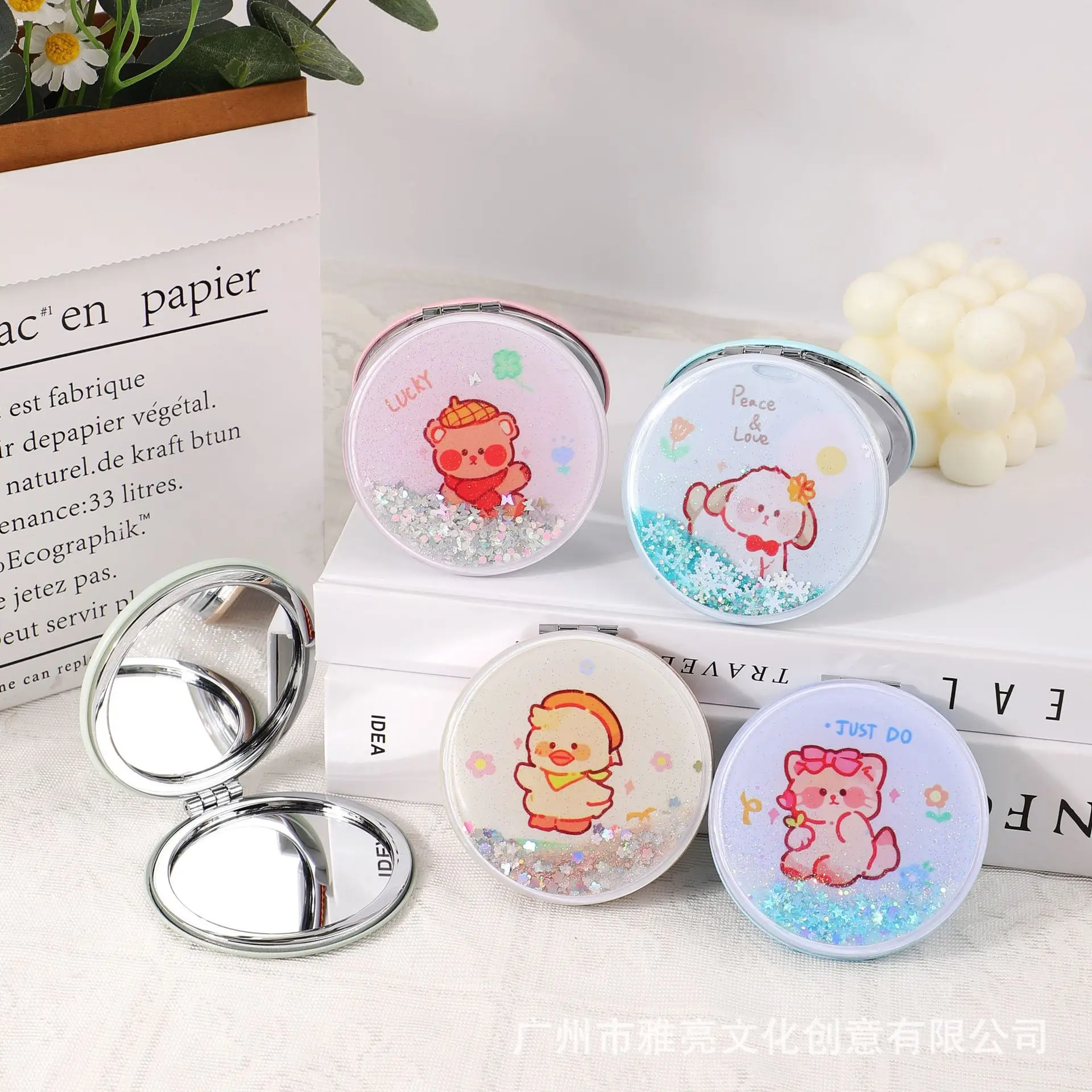 Wholesale Cosmetic Mirror Handheld Blue Pocket Mirror customized logo makeup mirrors