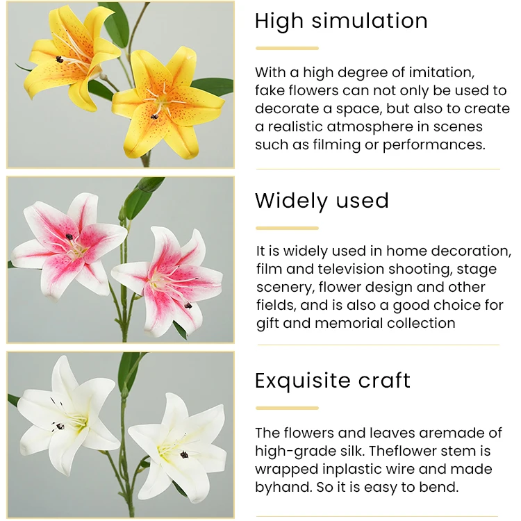 Popular sells wholesale flowers for decoration wedding real touch artificial lily flower