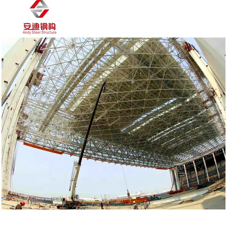 Metal Structure Construction Light Weight Space Frame Steel Structure Aircraft Hangar Building