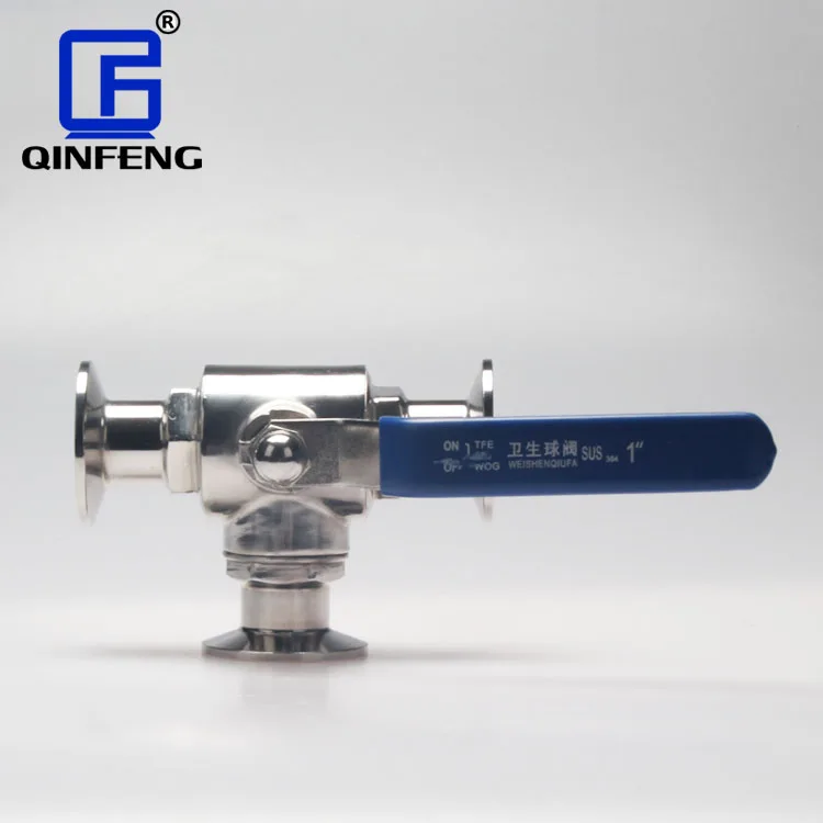 Sanitary long handle three way Quick install 3 way stainless steel control valve three-way  manual ball valve