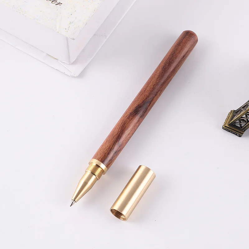 High-end mahogany Ebony Brass signature pen Creative Mahogany Custom neutral pen Gift box Metallic brass pen