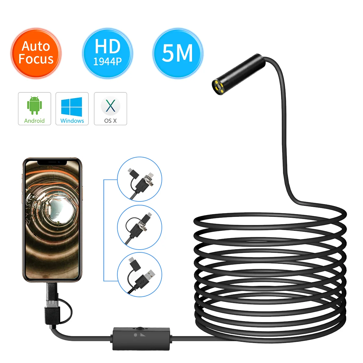 Autofocus endoscopic borescope camera equipment 5mp endoscope camera industrial automobile air conditioning evaporator borescope