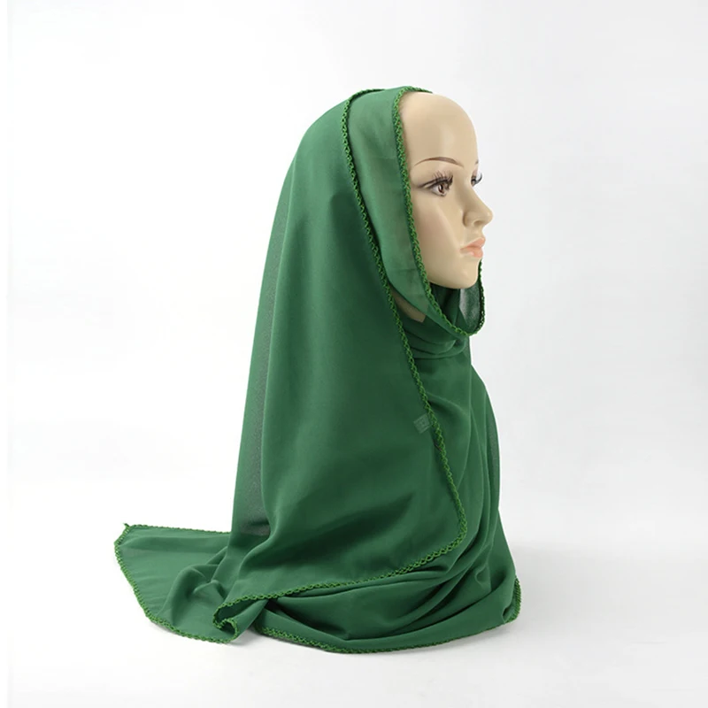 Autumn and Winter Silk Scarf Curved Edge Chiffon Bead Scarf Arab Women Hijabs