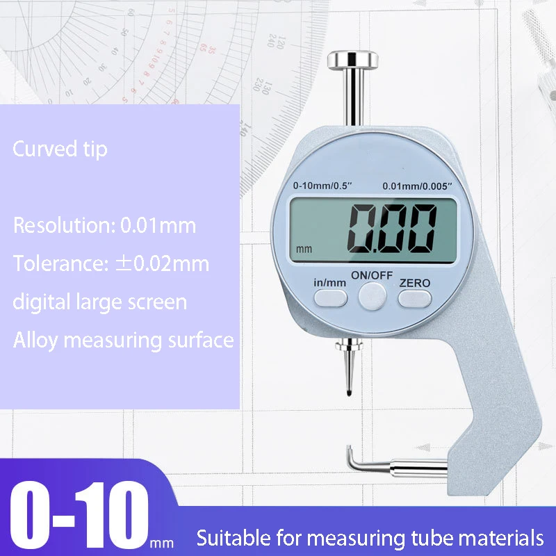 New Mini Digital Display Thickness Gauge High-precision Thickness Gauge for Measuring Paper Leather Sponge flat head