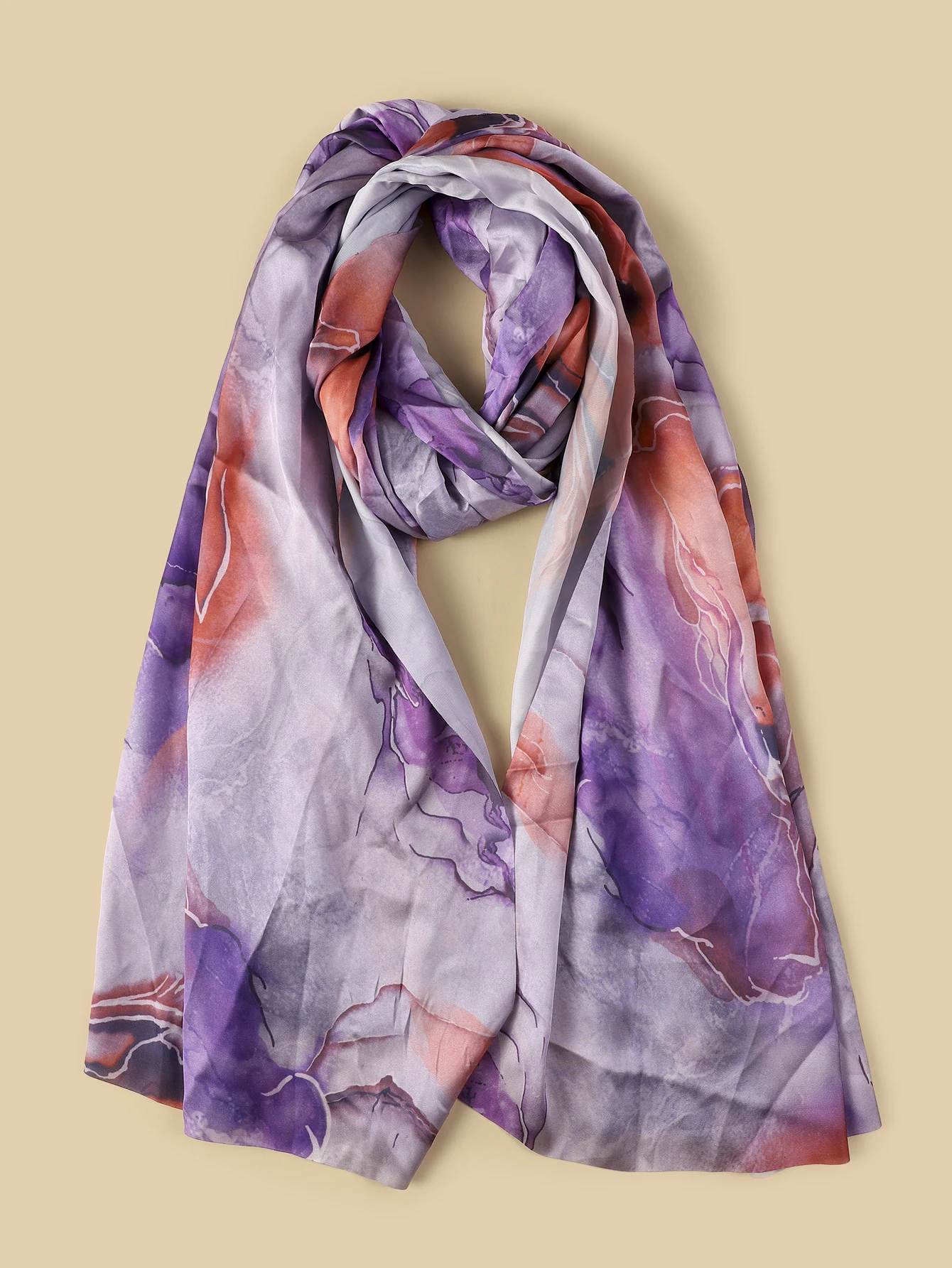 Premium Ombre Marble Water Print Satin Hijab Scarves Printed Brimming Chiffon Silk Muslim Shawl