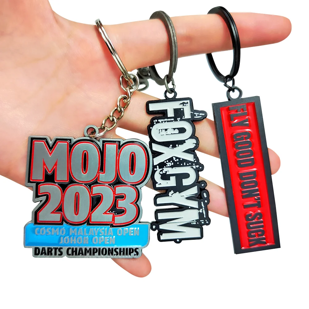 RENHUI Decoration English Gold Charms Letters Colourful Keyring Key Ring Custom Metal Letter Keychains Key Chains With Letter