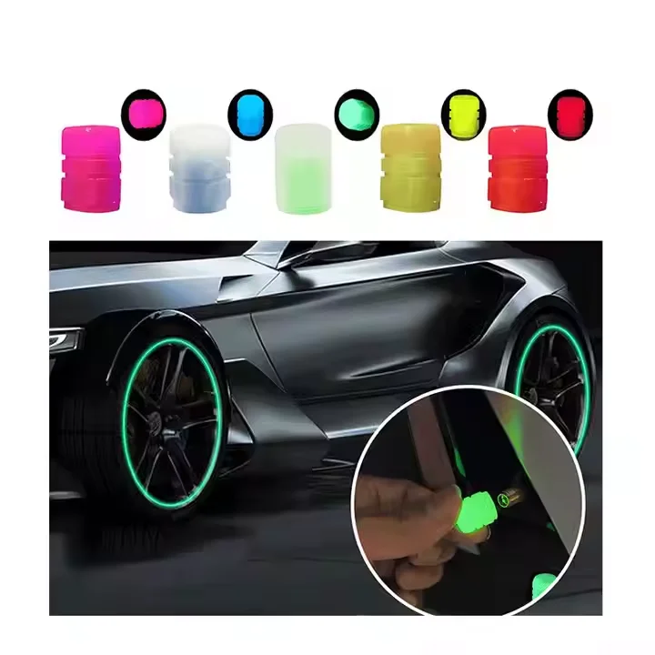 ABS Motorcycle Vehicle Truck Bicycle Bike Fluorescent Car Wheel Led Light Valve Stem Core Cover Luminous Tire Valve Caps