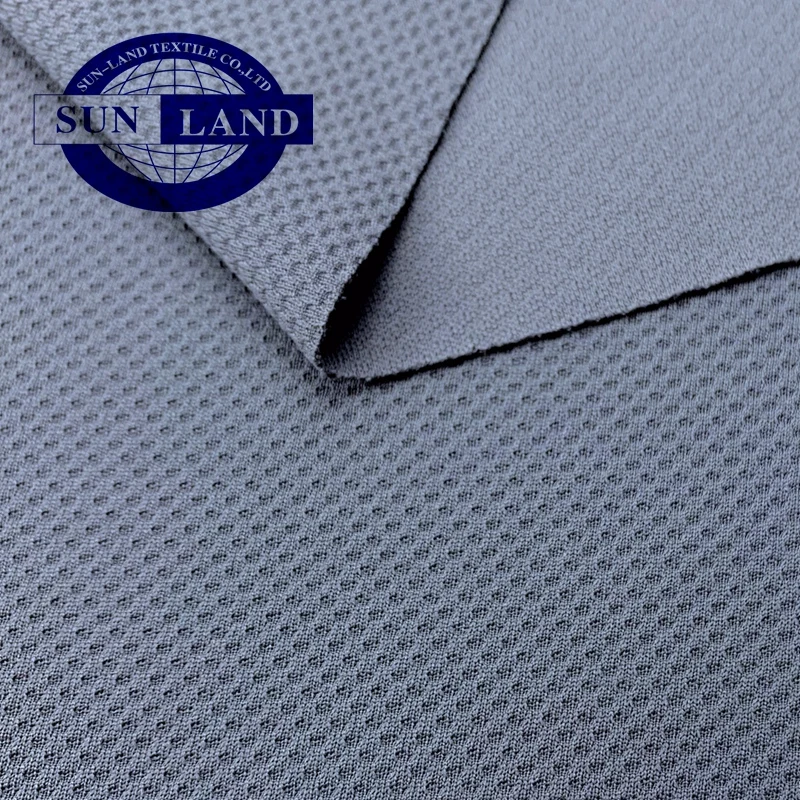 eco friendly product clothing 45% repreve recycled polyester 55% cation polyester two-color knitted honeycomb sports mesh fabric