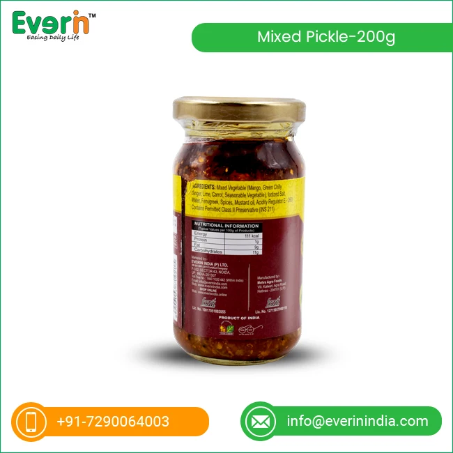 Homemade Taste Mixed Vegetable 200g Pickles for Sale