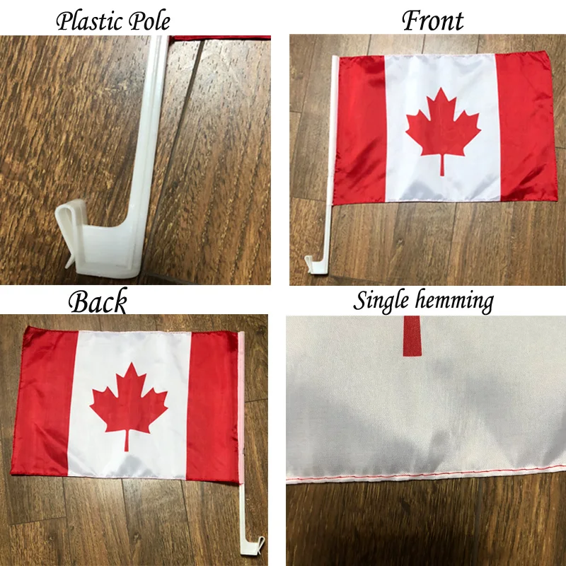 High Quality Wholesale 12x18in Country Logo Custom Print Car Window Flag Clip Flag Sublimation Car Flags with Plastic Pole