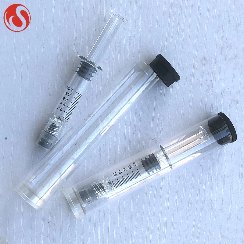 Высокое качество 1 мл стеклянный CBD масляный шприц наполнитель для работы с персональными компьютерами упаковочные
