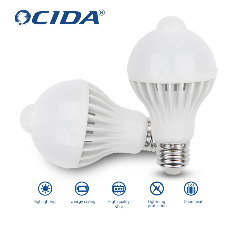 5W 7W E 27 4 meter remote human body induction emergency light bulb for indoor staircase corridor