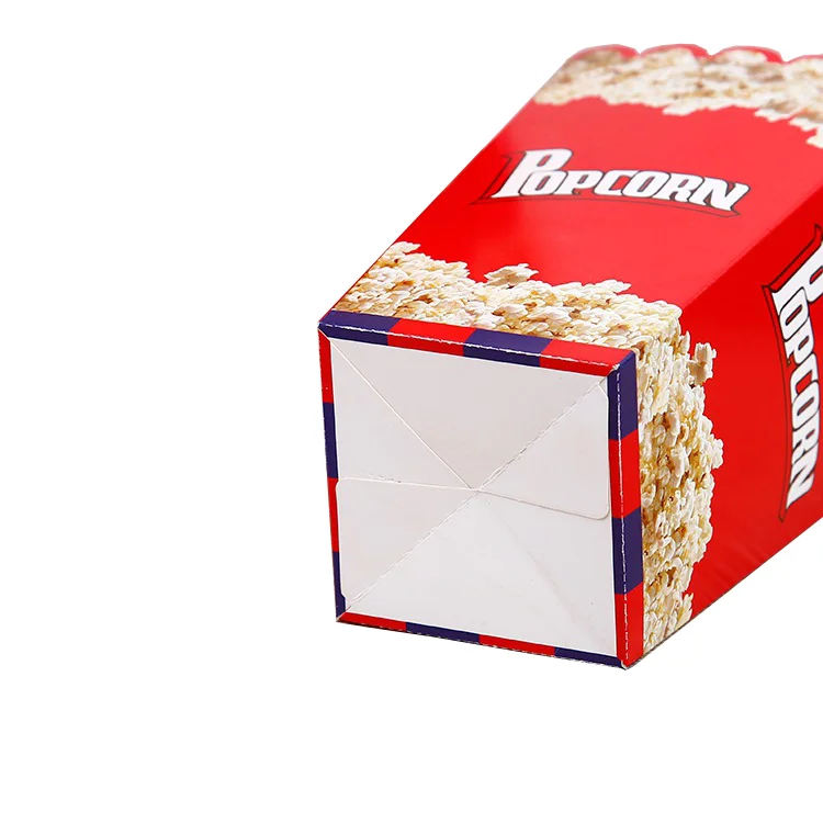 Wholesale Popcorn Boxes White Cardboard Disposable Snack Packaging Foldable Popcorn Paper Boxes