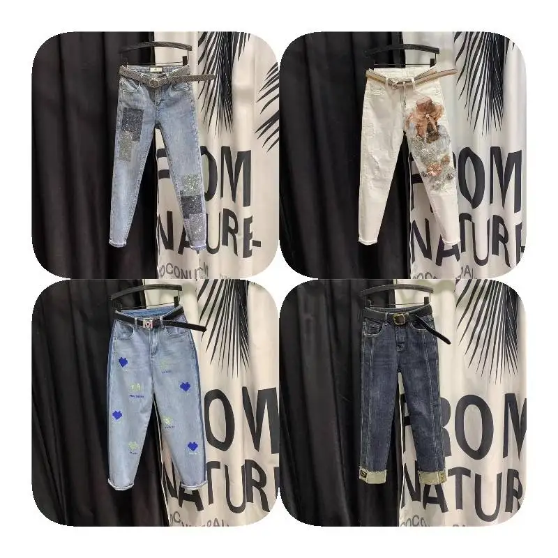 Fashion Jeans Women Jeans Damaged Tight Super Skinny Ripped High Waist Custom Womens Denim Jeans