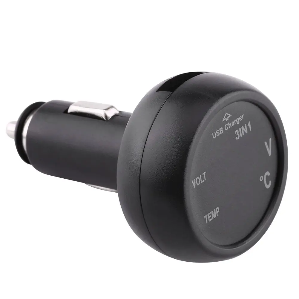 DC 12-24V 3 in 1 USB Car Voltmeter Adapter Car Truck Marine Voltmeter USB Charger  Dual LED Digital Display