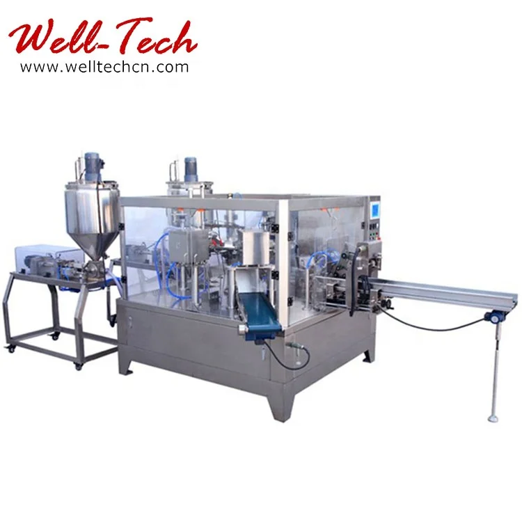 Automatic Premade Doypack Pouch Olive Salty Water Liquid Food Bag Rotary Weighing and Packing Machine