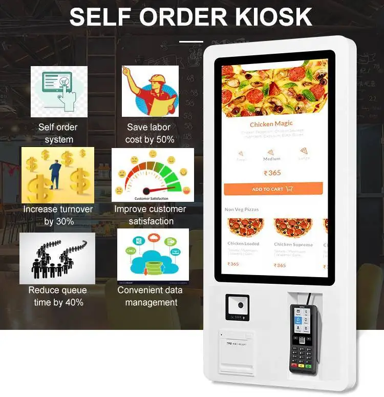 Self payment Kiosk Automatic Ordering Machine self service checkout self service payment machine queue ticketing system