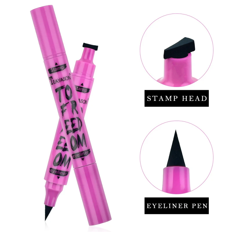 TEAYASON 2 in 1 Waterproof Eyeliner Double  Marker Triangle Seal Eyeliner BLACK Eyeliner Cosmetic