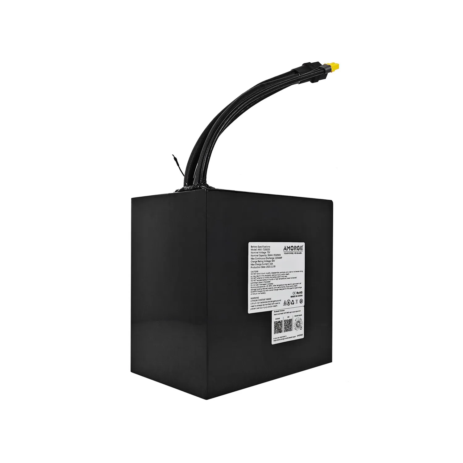 AMORGE 72V 36AH 225AMP литиевая аккумуляторная батарея с ANT Bluetooth BMS