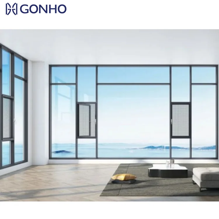 Smart Home Design Interior Windows Hurricane Impact Glass Windows Aluminum Alloy Casement Windows
