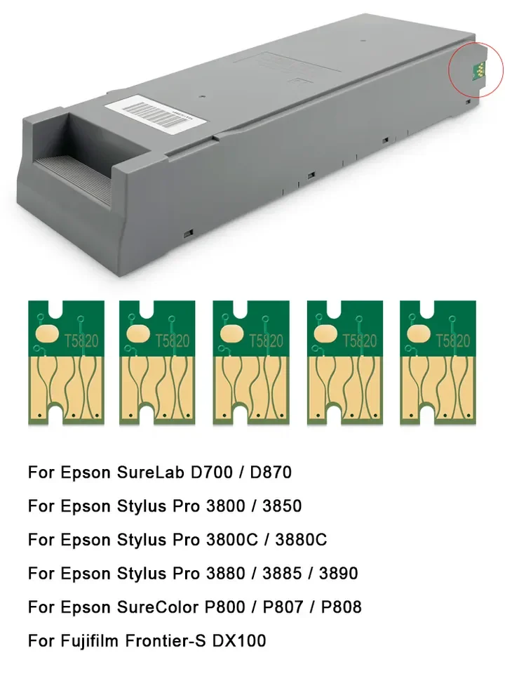 Ocinkjet T5820 Waste Ink Maintenance Tank Chip For Epson P800 FUJI D700 SC-PX3V 3800 3880 3885 3890 Printer